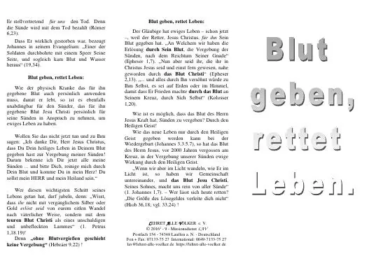 Titelbild: Blut geben - Tr  09.2