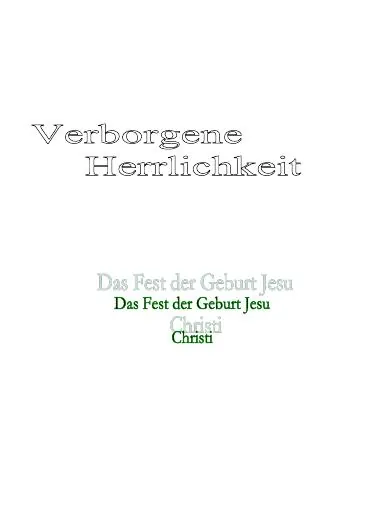 Titelbild: Christfest - Verborgene Herrlichkeit