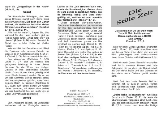 Titelbild: Die Stille Zeit - Tr 07.2