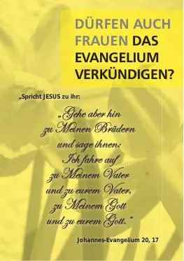 Titelbild: Duerfen auch Frauen das Evangelium verkuendigen - Br 13.1