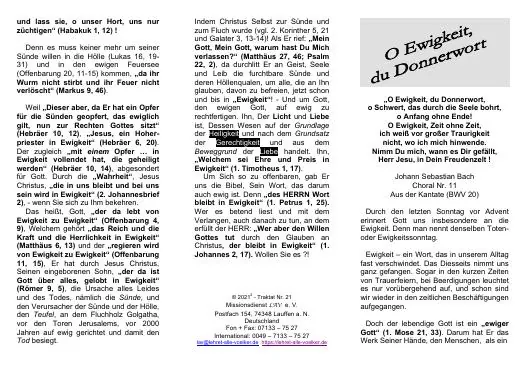 Titelbild: O Ewigkeit - BWV 20 - Tr 21.2