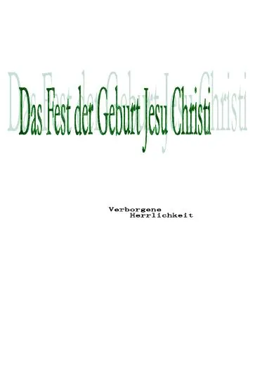 Titelbild: VERBORGENE HERRLICHKEIT - WEIHNACHTEN