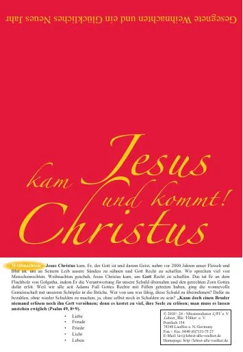Titelbild: WEIHNACHTEN - JESUS CHRISTUS kam - Tr 24.3