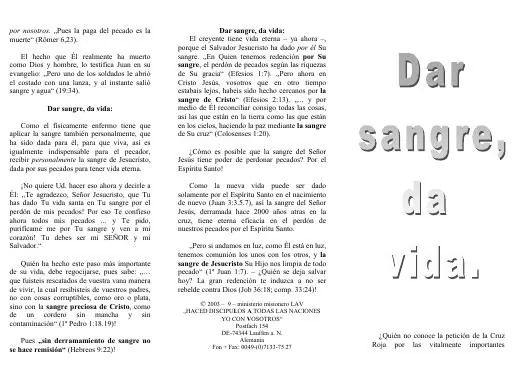 Titelbild: Dar sangre, da vida